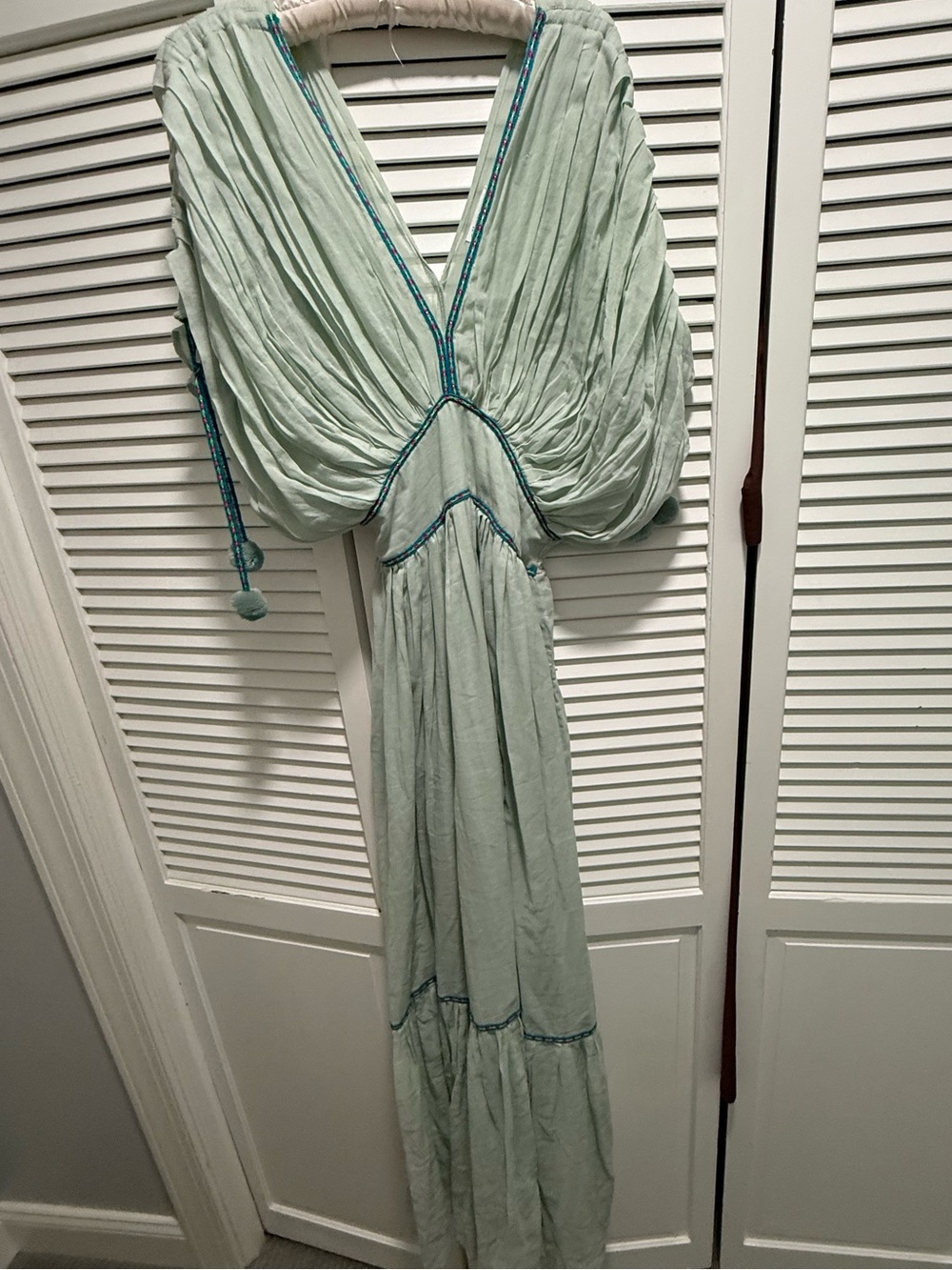 Pitusa Mint Green Maxi Dress with Teal Trim